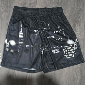 Eric Emanuel Black Athletic Shorts with Graphic Design